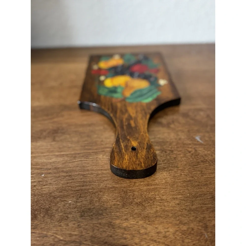 VTG Hand Painted Harvest Fruit Wall Hanging Wooden Cutting Board Cottage Core